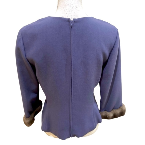 Vintage 90’s Chetta B lined lavender crew neck 3/4 sleeve trimmed mink sz 8 - Picture 7 of 10